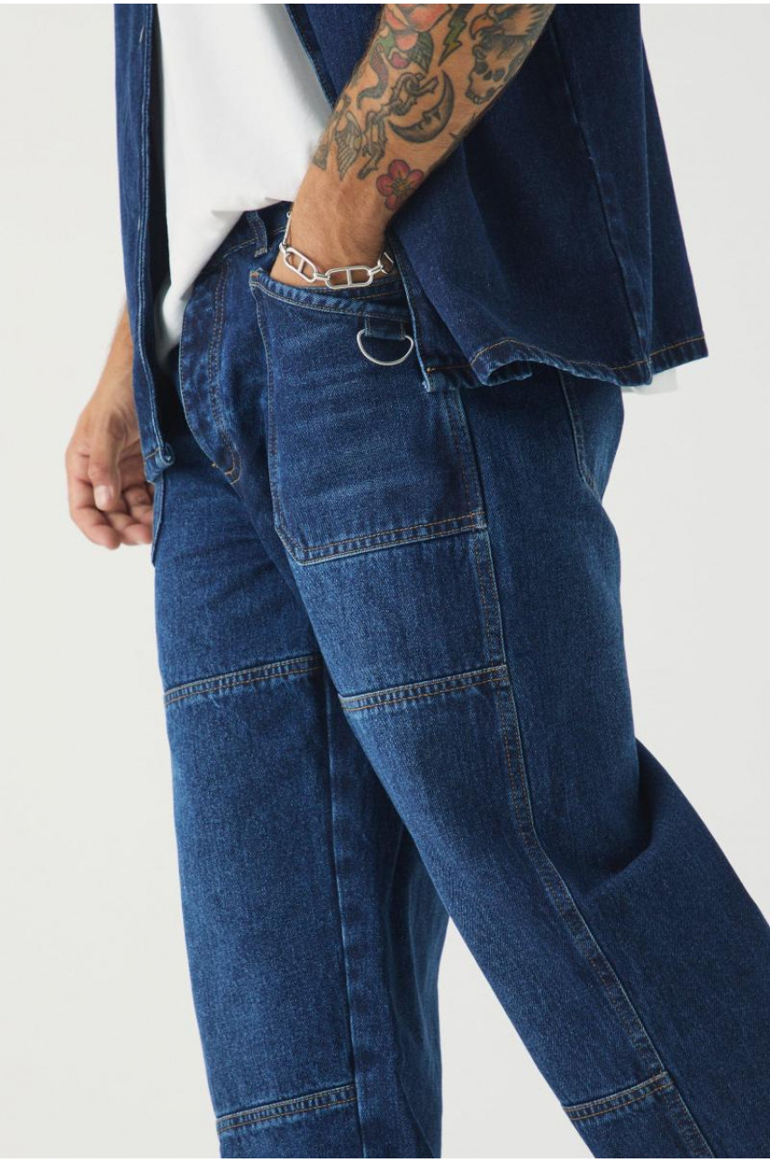 Розслаблені жорсткі джинси з карабінами