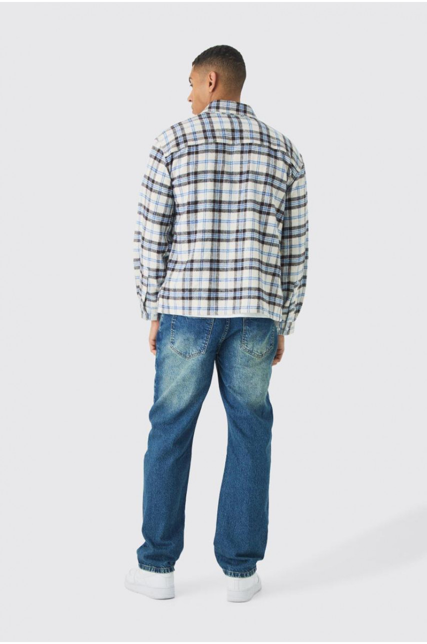 Розслаблені жорсткі джинси вінтажного синього кольору