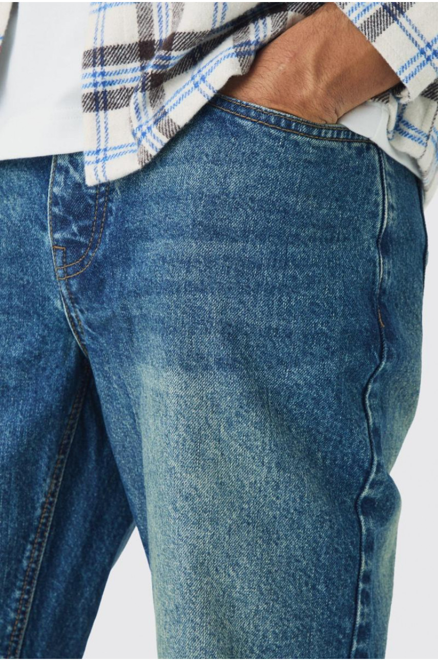 Розслаблені жорсткі джинси вінтажного синього кольору