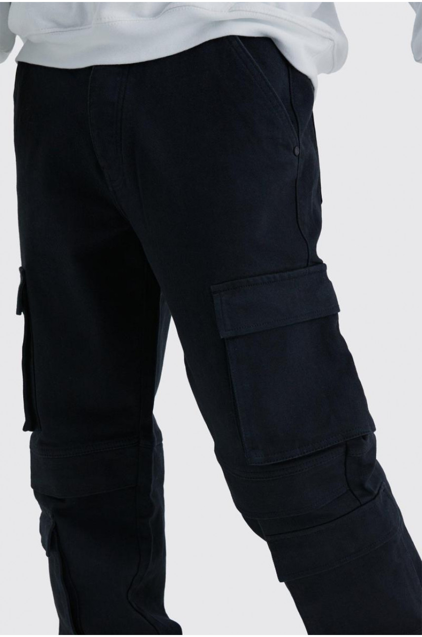 Високі розслаблені випрані джинси карго з кількома кишенями