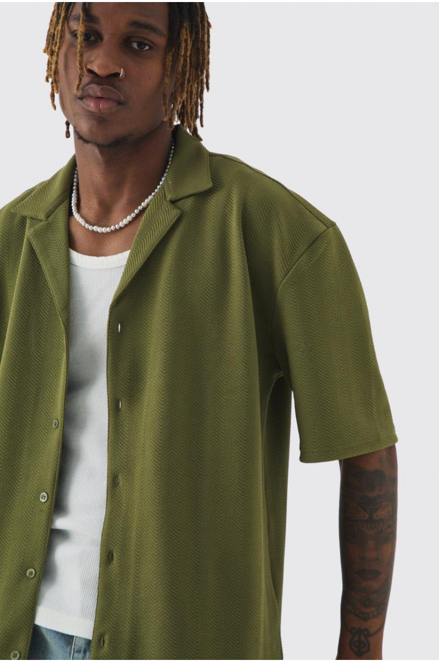 Висока сорочка Revere з ялинкою кольору хакі