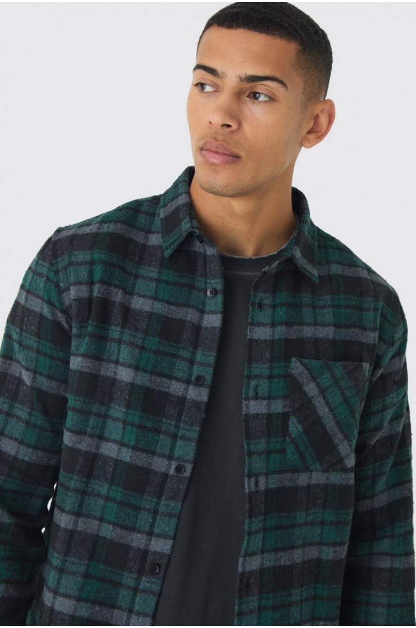 Фланелева сорочка з довгим рукавом стандартного крою