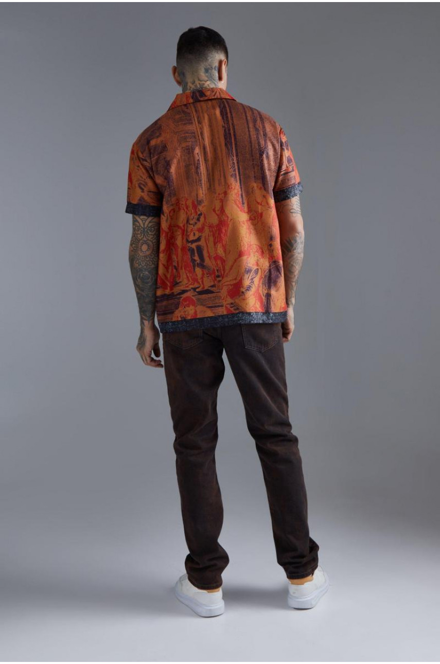 Велика сорочка з розписом із коротким рукавом