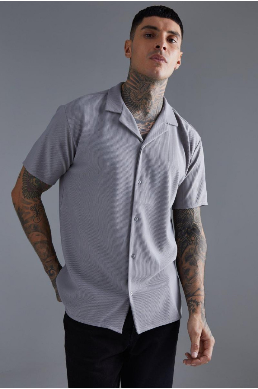 Велика сорочка Revere з короткими рукавами в рубчик