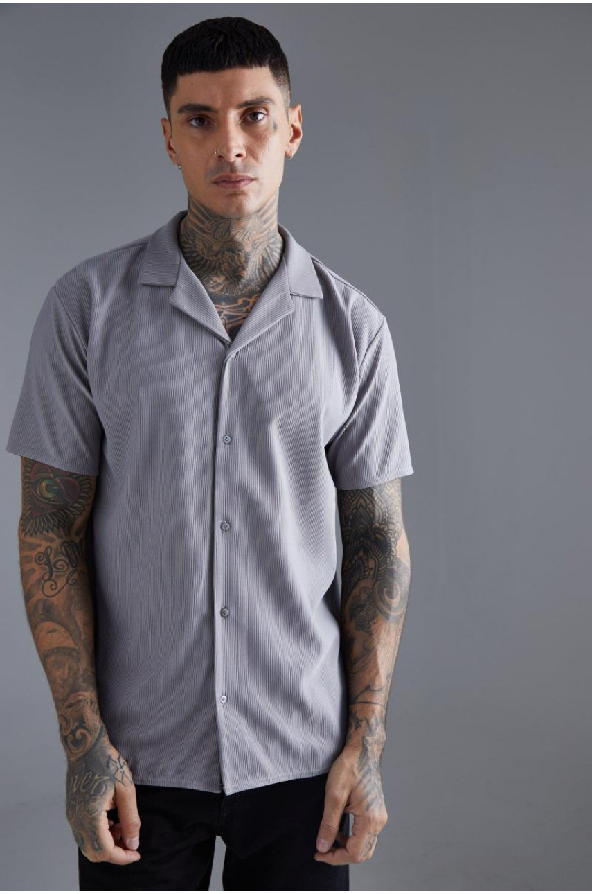 Велика сорочка Revere з короткими рукавами в рубчик