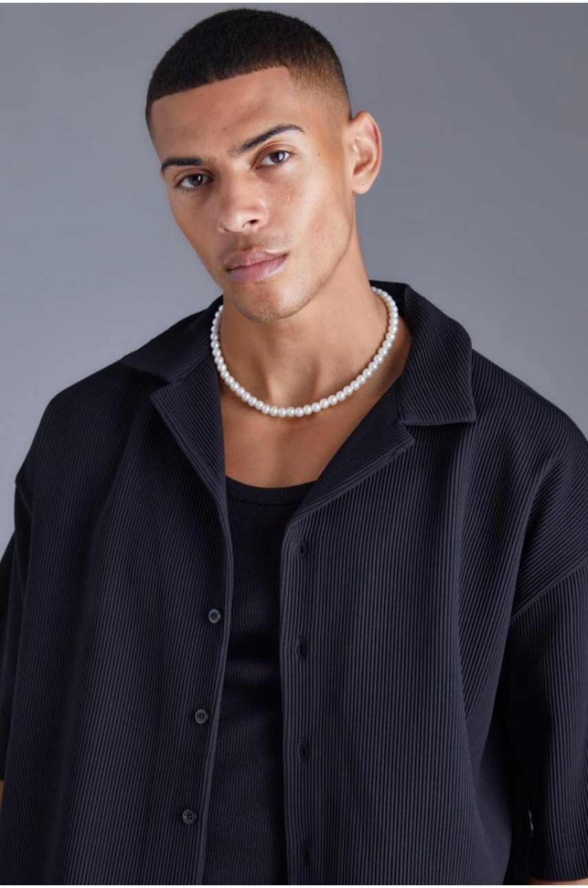 Плісирована сорочка великого крою Revere з коротким рукавом