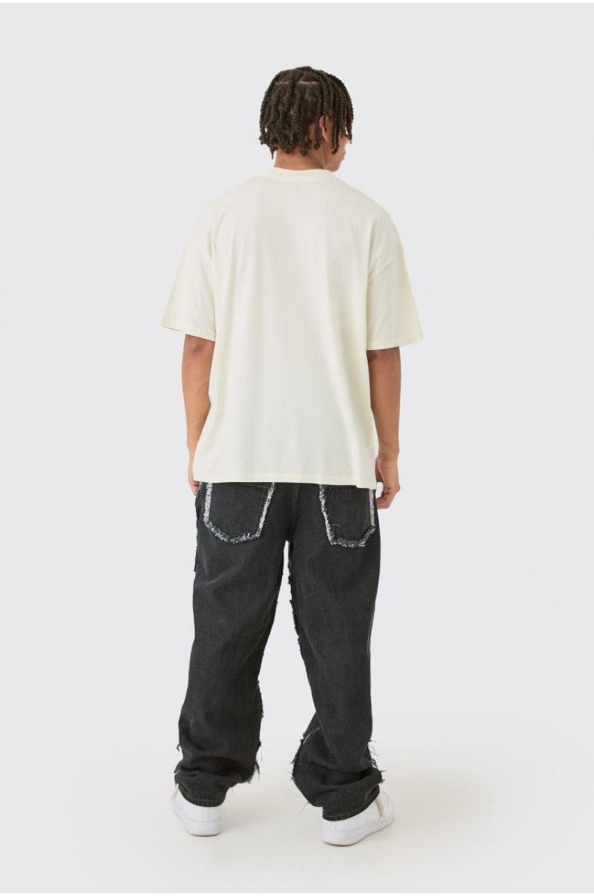 Мішкуваті чорні джинси з жорстким клаптевим поясом