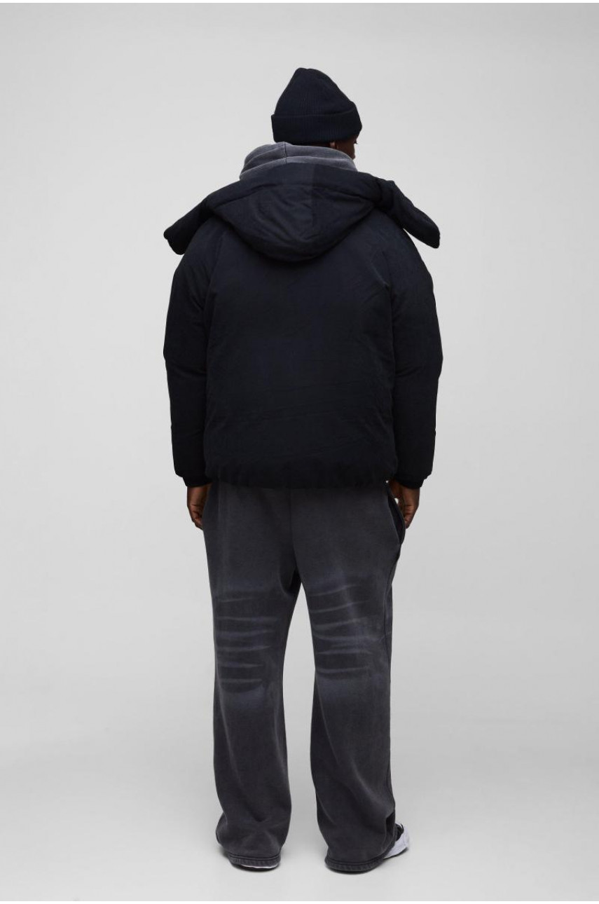 Чоловіче пальто-пуховик з капюшоном і капюшоном у надзвичайно важкому чорному кольорі