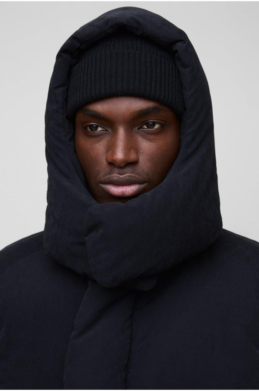 Чоловіче пальто-пуховик з капюшоном і капюшоном у надзвичайно важкому чорному кольорі