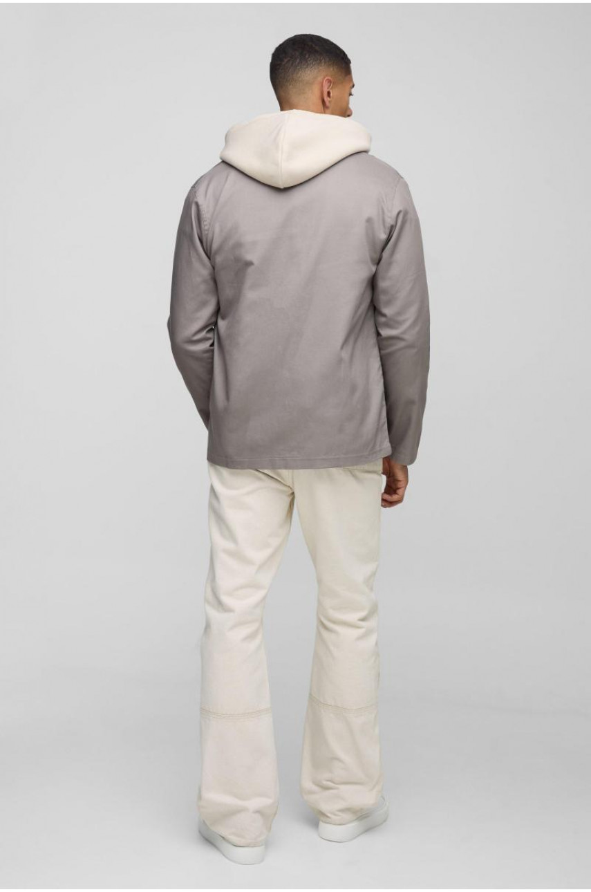 Саржева верхня сорочка на блискавці з довгим рукавом