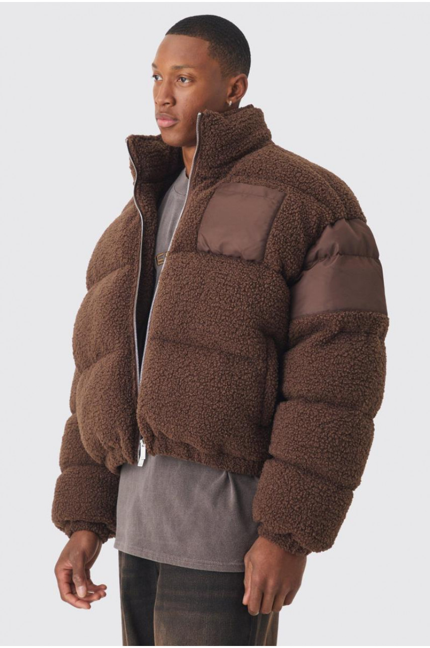 Шоколадна пуховка Borg & Nylon Funnel Neck