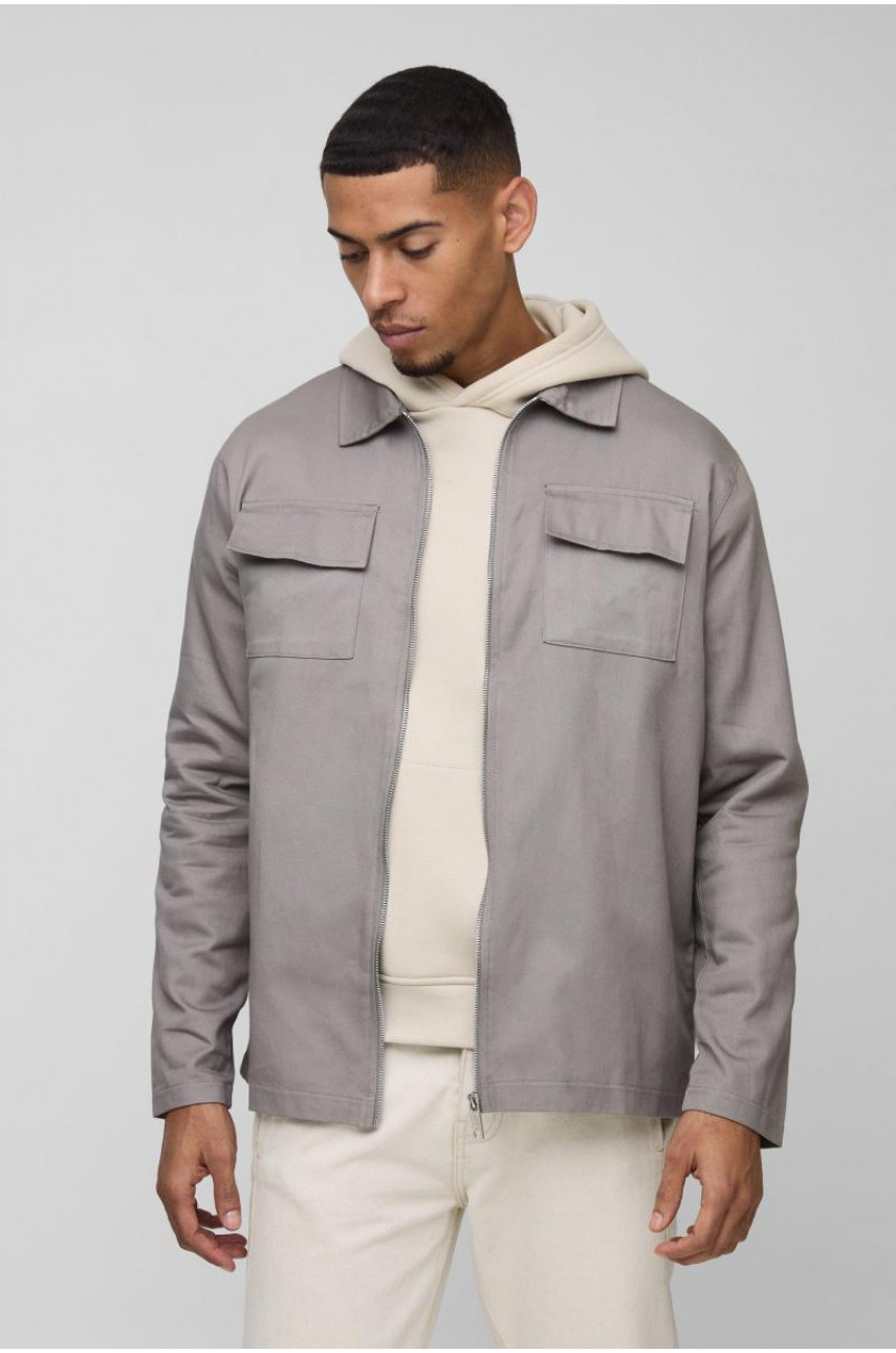 Саржева верхня сорочка на блискавці з довгим рукавом