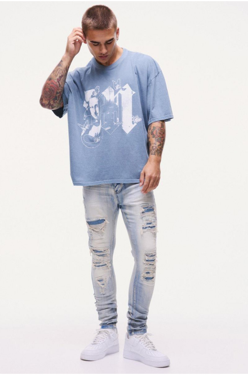 Вузькі стрейч-чорні байкерські джинси з поліуретану