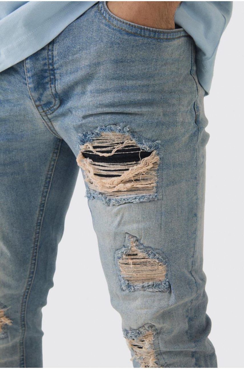 Вузькі стрейч-чорні байкерські джинси з поліуретану