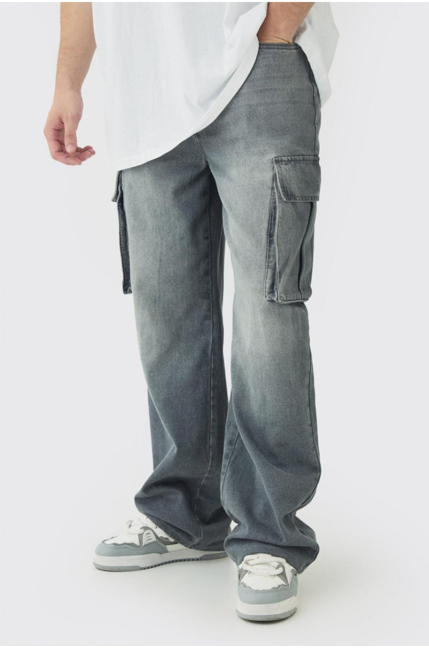 Високі розслаблені жорсткі джинси карго