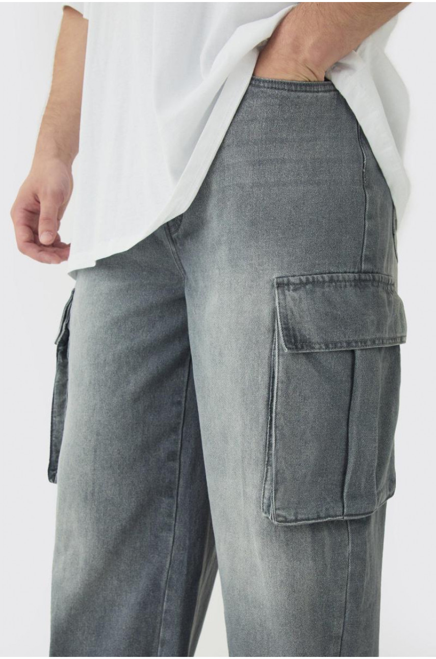 Високі розслаблені жорсткі джинси карго