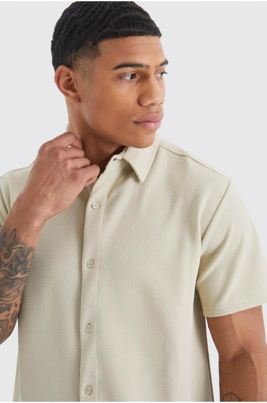 Комплект сорочки та брюк з джерсі з коротким рукавом і ялинкою