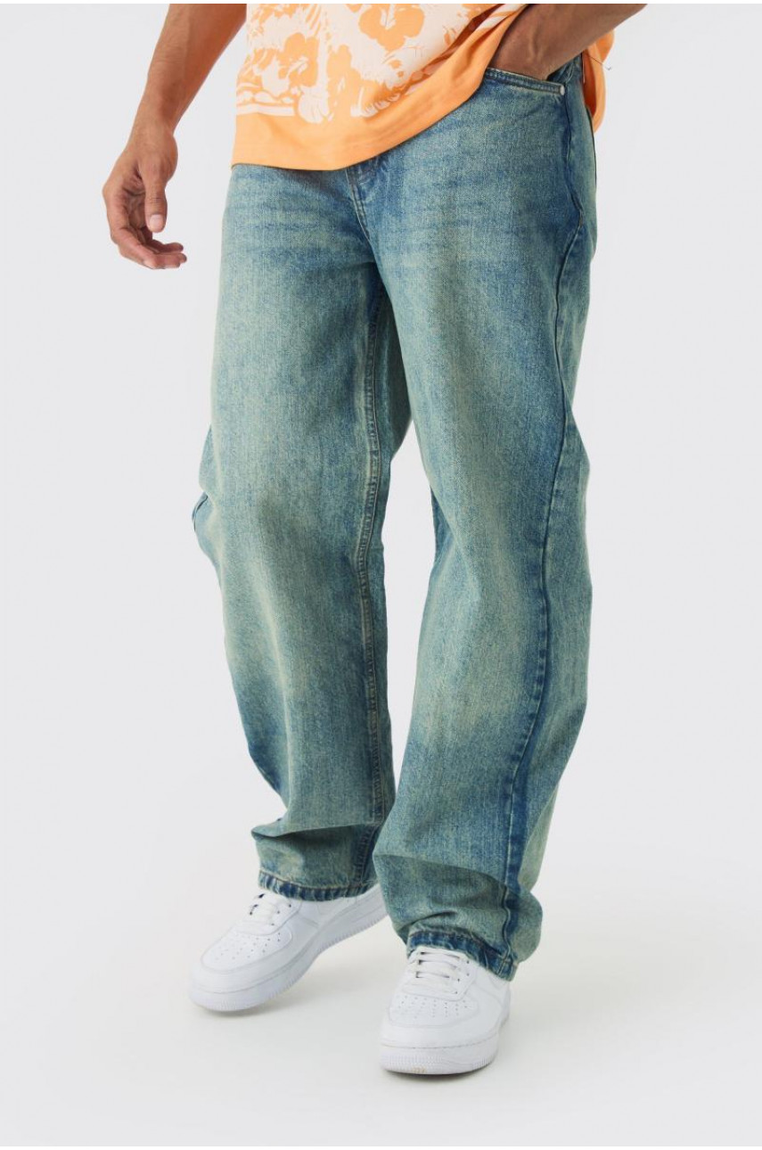 Мішкуваті жорсткі джинси античного синього кольору