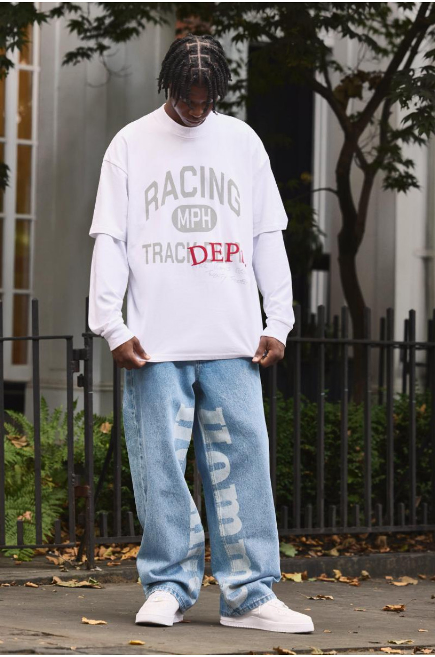 Мішкуваті жорсткі джинси Homme з лазерним принтом