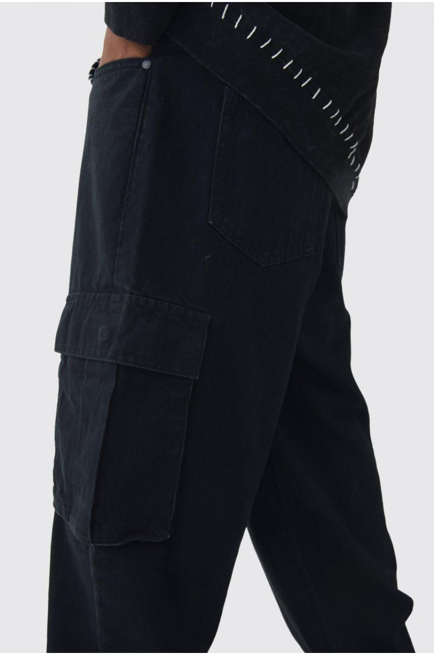 Високі розслаблені жорсткі джинси карго