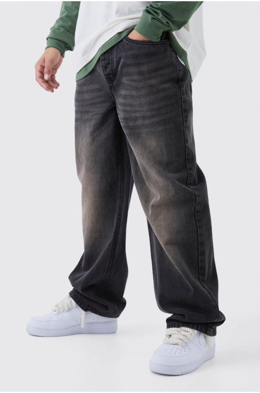 Коричневі випрані джинси вільного крою